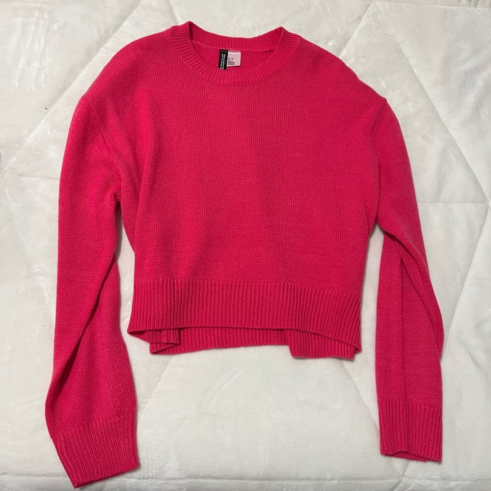 hot pink divided sweater